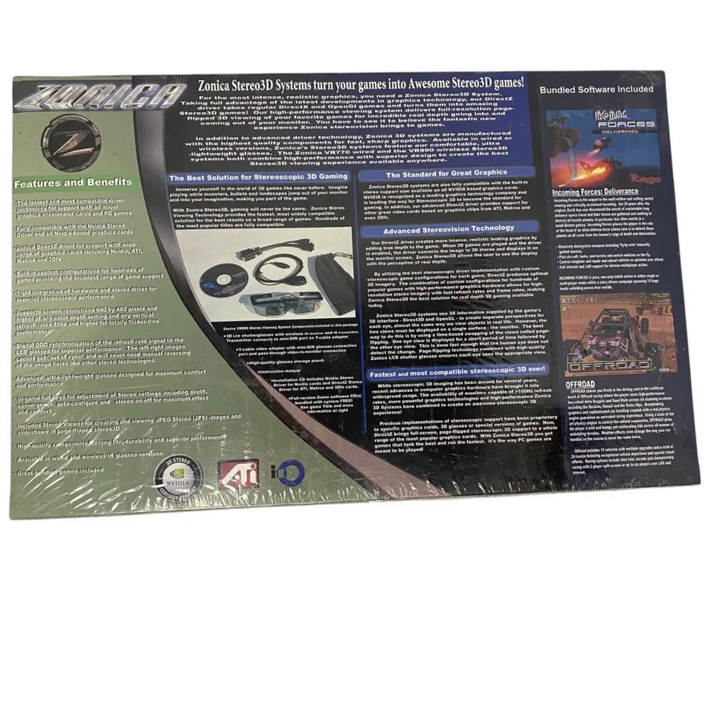 Zonica 3D Game Glasses Wireless With Full Version Games Included Vintage Retro‎